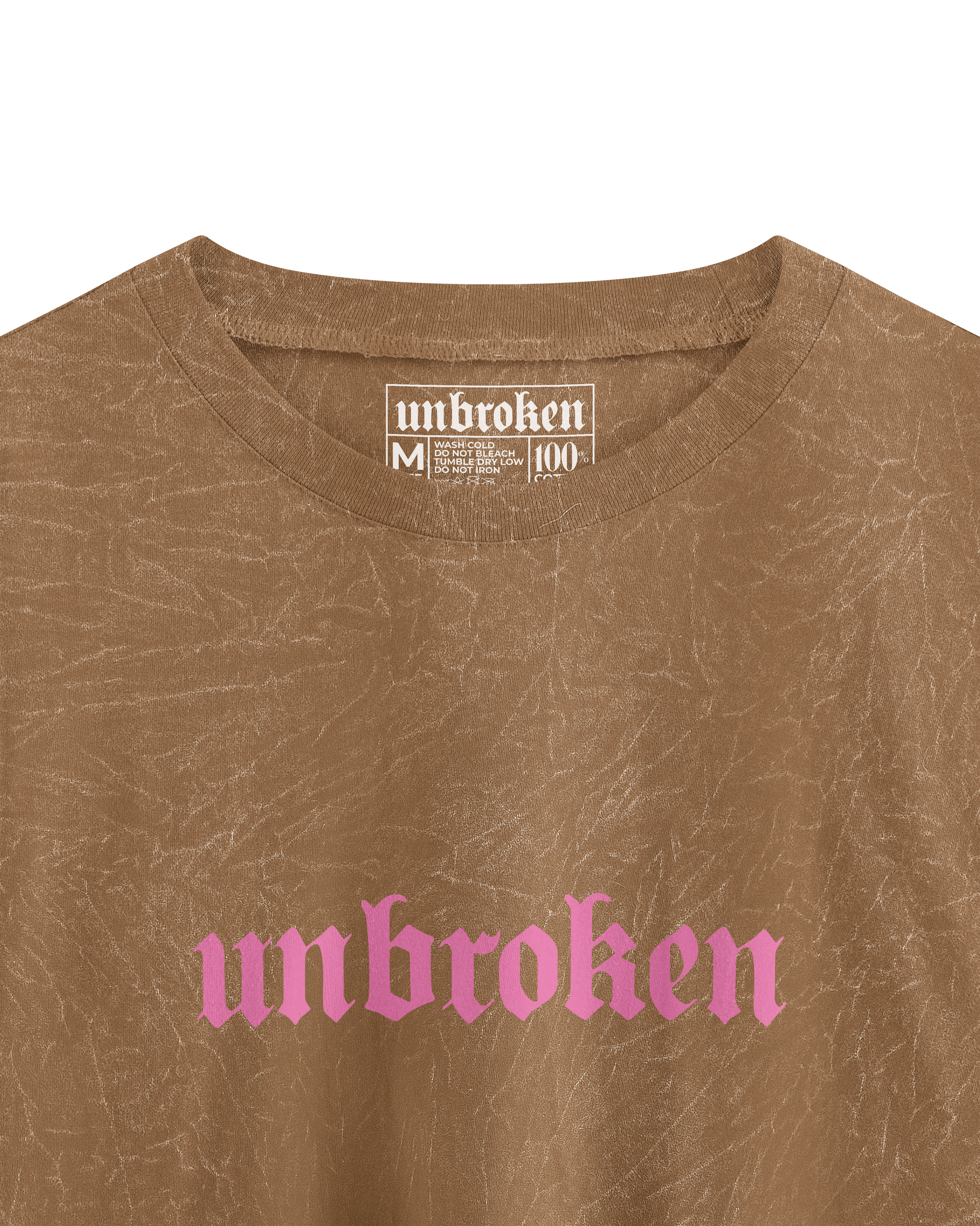 UNBROKEN Croptop - Acid Wash Camel