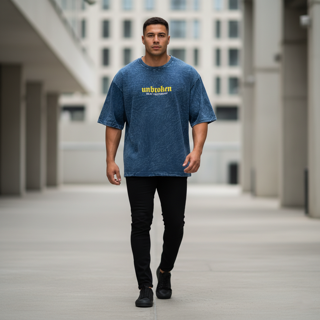 Oversize Azul Acid Wash