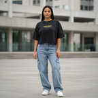 Croptop Negro Acid Wash