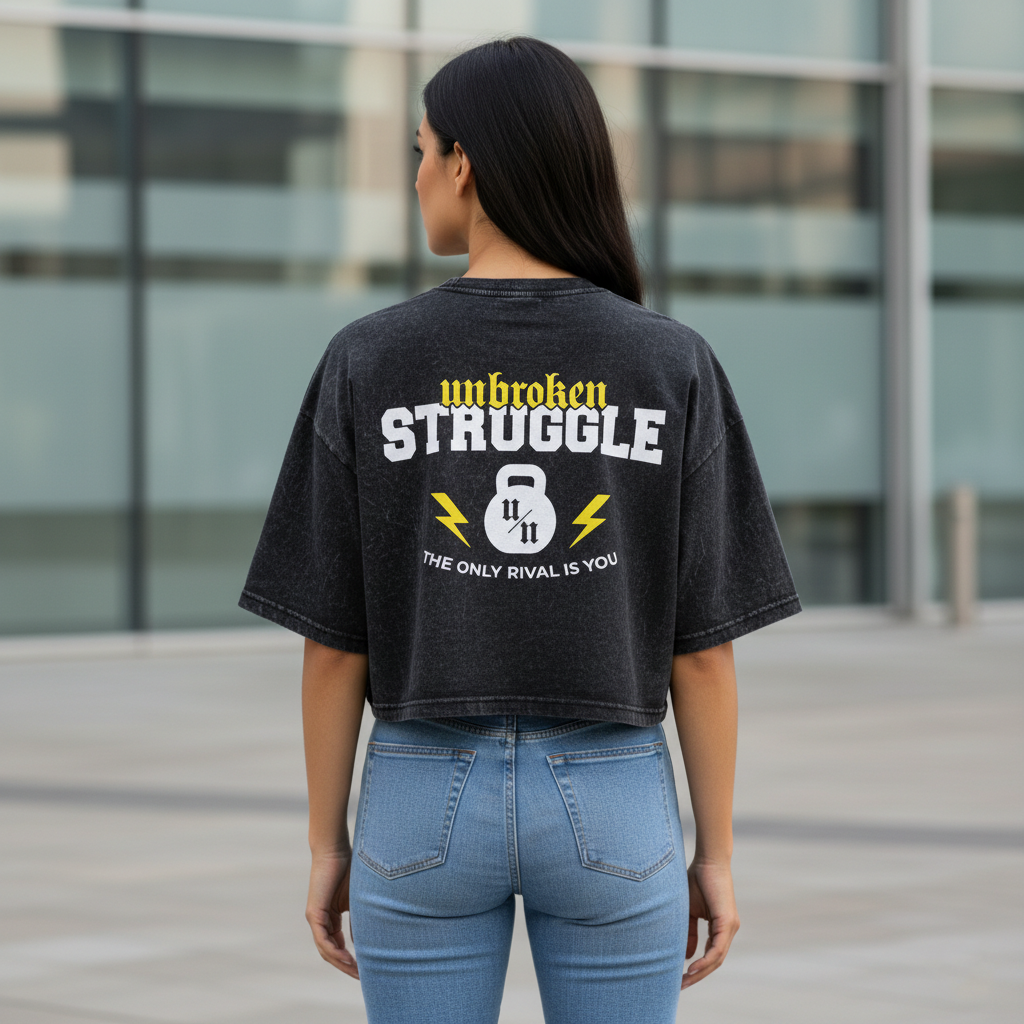 Croptop Negro Acid Wash