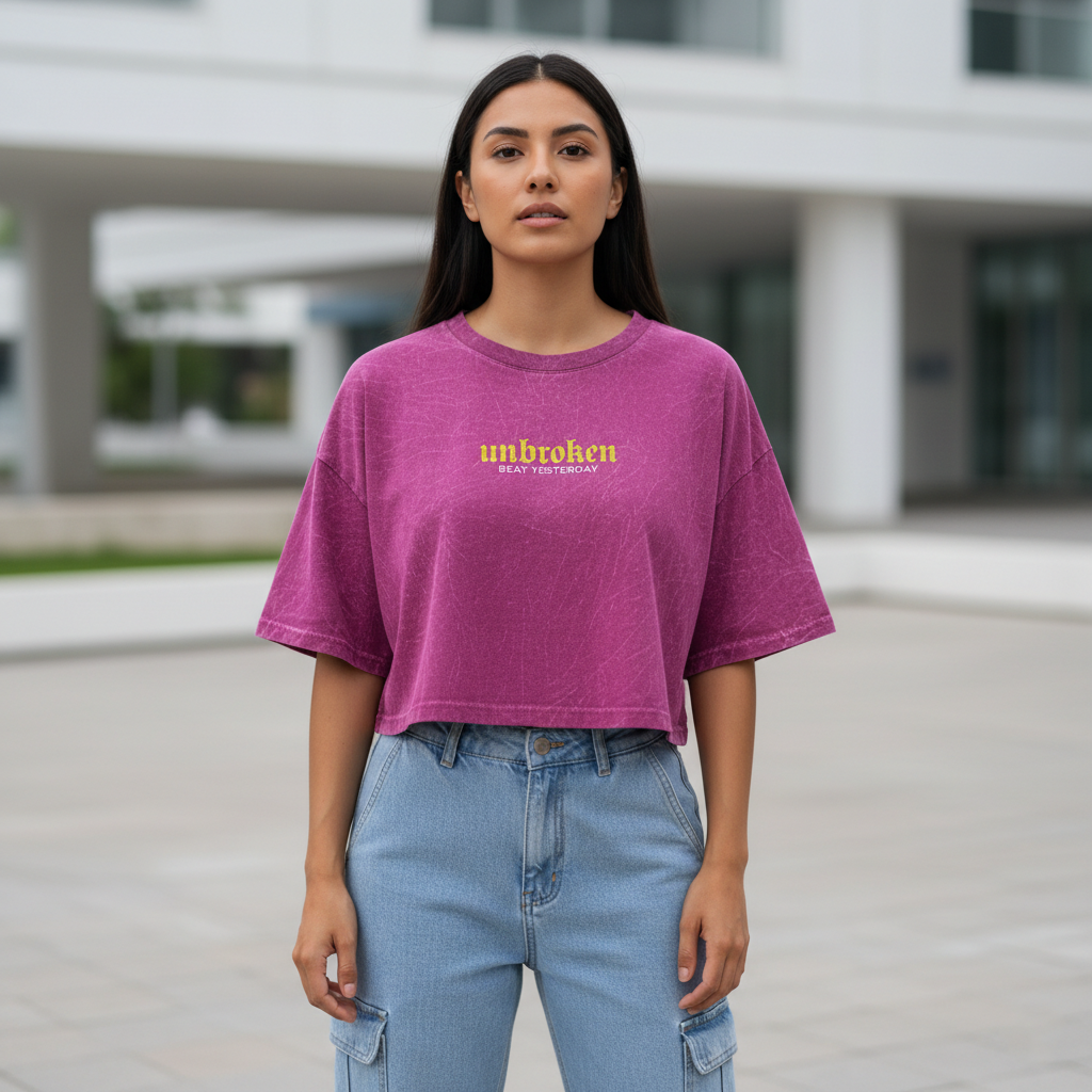 Croptop Rosa Acid Wash