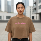 Croptop Camel Acid Wash