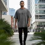 Oversize Gris Acid Wash