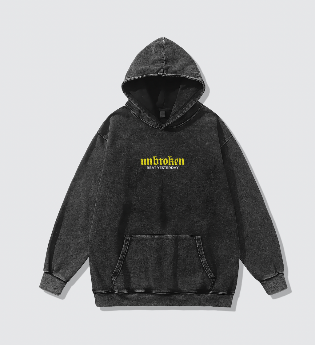 UNBROKEN Hoodie – Heavyweight Acid Wash